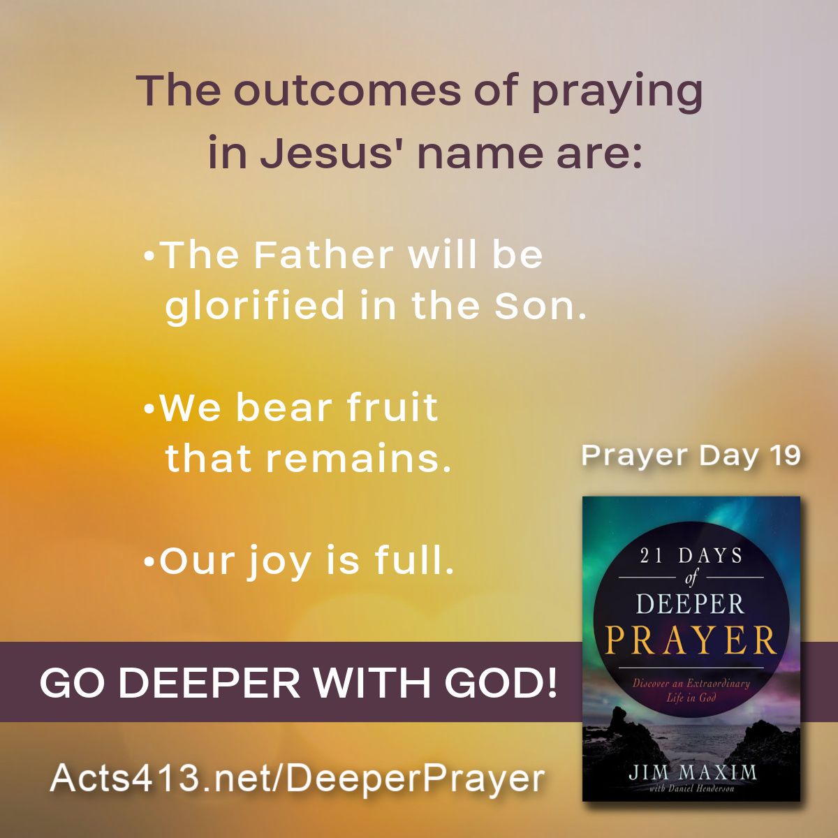 Acts413Amen's tweet photo. 21 Days of Deeper Prayer 
Prayer Day 19 Quote - @DanielHenderson
Praying in Jesus' Name
#Amen #DeeperPrayer #BearFruit https://t.co/FeQnh0f3bm