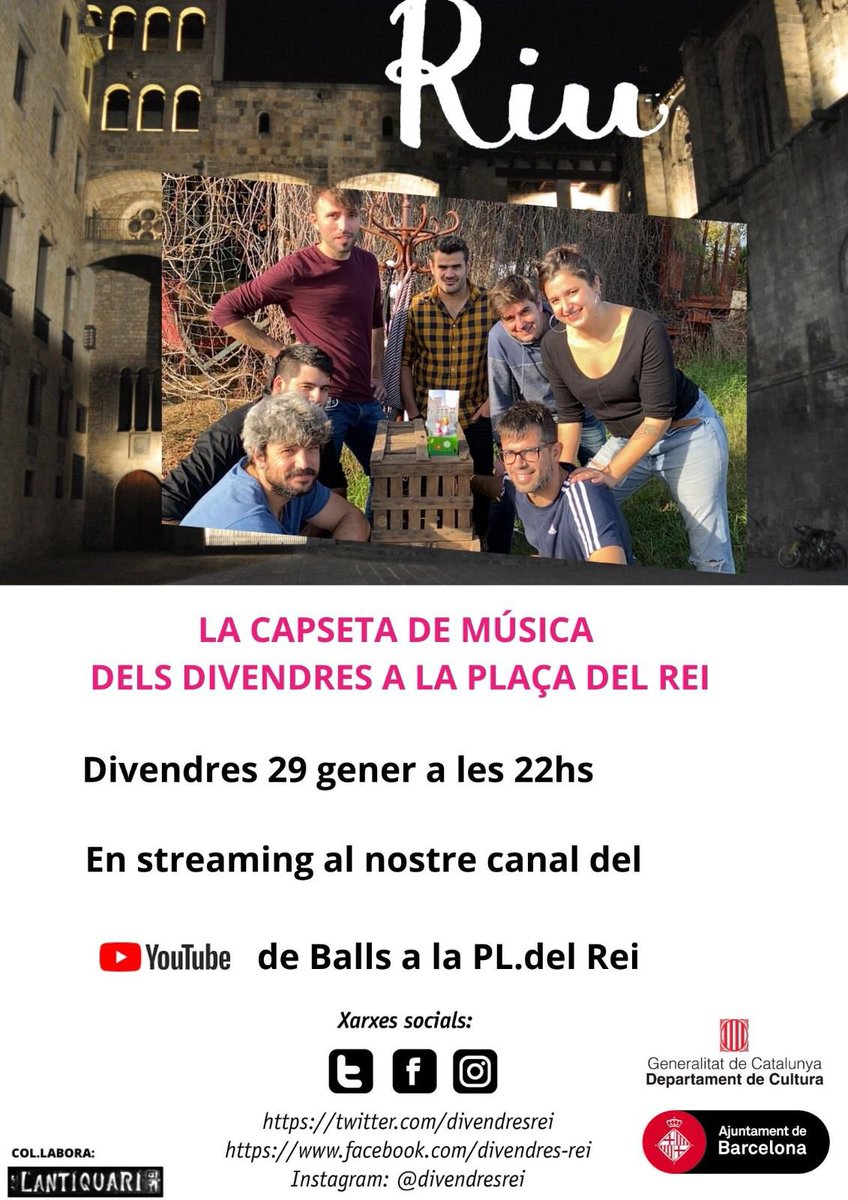 I per cloure el cicle i tancar la #capsetamusicarei aquest vespre <a href="/RIU_Musica_PPCC/">RIU</a> celebraran el seu 10è aniversari fent-nos ballar amb les seves melodies i ritmes festius. No us ho perdeu!!! En directe a les 22:00 des del nostre Youtube #divendresrei youtu.be/cuJlOeC9bHY