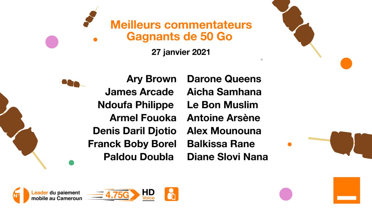 Orange_Cameroun's tweet photo. 1000 Go à se partager !!! ✌🏼

Félicitations à nos gagnants du Cinquante cinquante live avec Tik Dengue qui remportent chacun 50 Go njohhhhh 😎

#Vivons2021Vivants
#cinquantecinquante https://t.co/UFuAWdAnvz