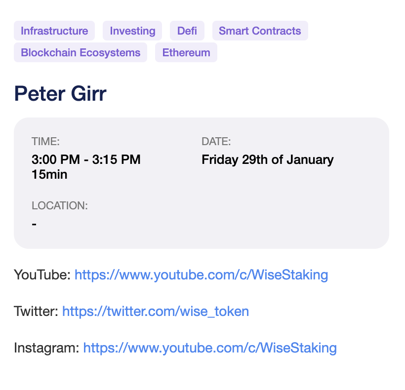 Make sure to watch <a href="/wise_token/">WISE</a> speak at 3:00pm today #btcmiami also come join us at the #VIRTUAL #AFTERPARTY Sponsored by Prasaga #CONTINUUM for 40% off and includes entry to Continuum's  After Party #bitcoins #cryptocurrency <a href="/wise_community/">Wise Token Community</a>