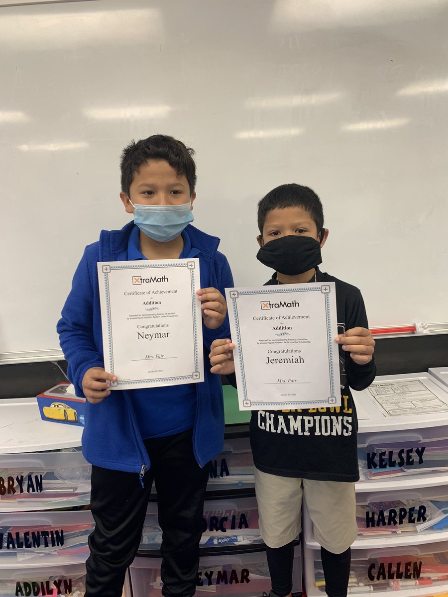 Congratulations boys for graduating 👨‍🎓 xtra math addition facts! 🤗🎉