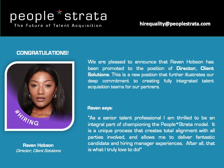 PeopleStrata's tweet photo. Congratulations @RavenHobson , and thank you for your commitment to all of our clients and candidates. We couldn't do it without you. ; )
#HireQuality #UnlimitedHires #NoTransactionFees #MeasurableResults #ExpertTeam https://t.co/uIoDOPGQxF