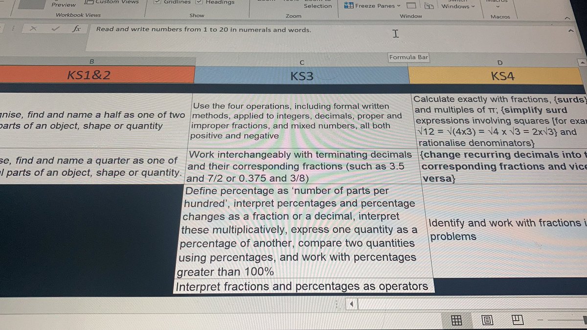 Quick question. Has anyone created or could you direct me to a Maths overview like this that shows progression from KS1 to KS4 using the official programmes is study for KS1&amp;2, KS3 and KS4?