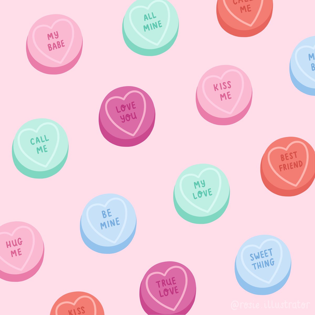 Happy Friday! In the run up to Valentine’s Day I thought I would post some love-themed designs to celebrate that love is all around us (especially during these hard times) ♥️ first up is this sweet little pattern! 🍬 #illustration #illustrator #design #sweet #love