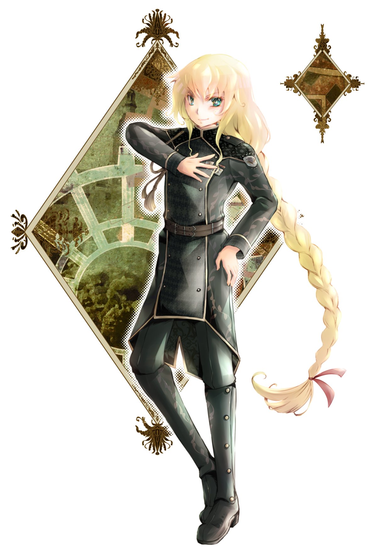 おｋ金子 悪役令嬢の兄に転生しましたのカイン君めちゃくちゃ好きすぎてつい描いてしまった 留学先の制服軍服系というのがとても描きたかったんですゆるみつあみ 詰襟好き そして描いたけど縮小したら潰れてしまったエンブレム部分の模様 T Co