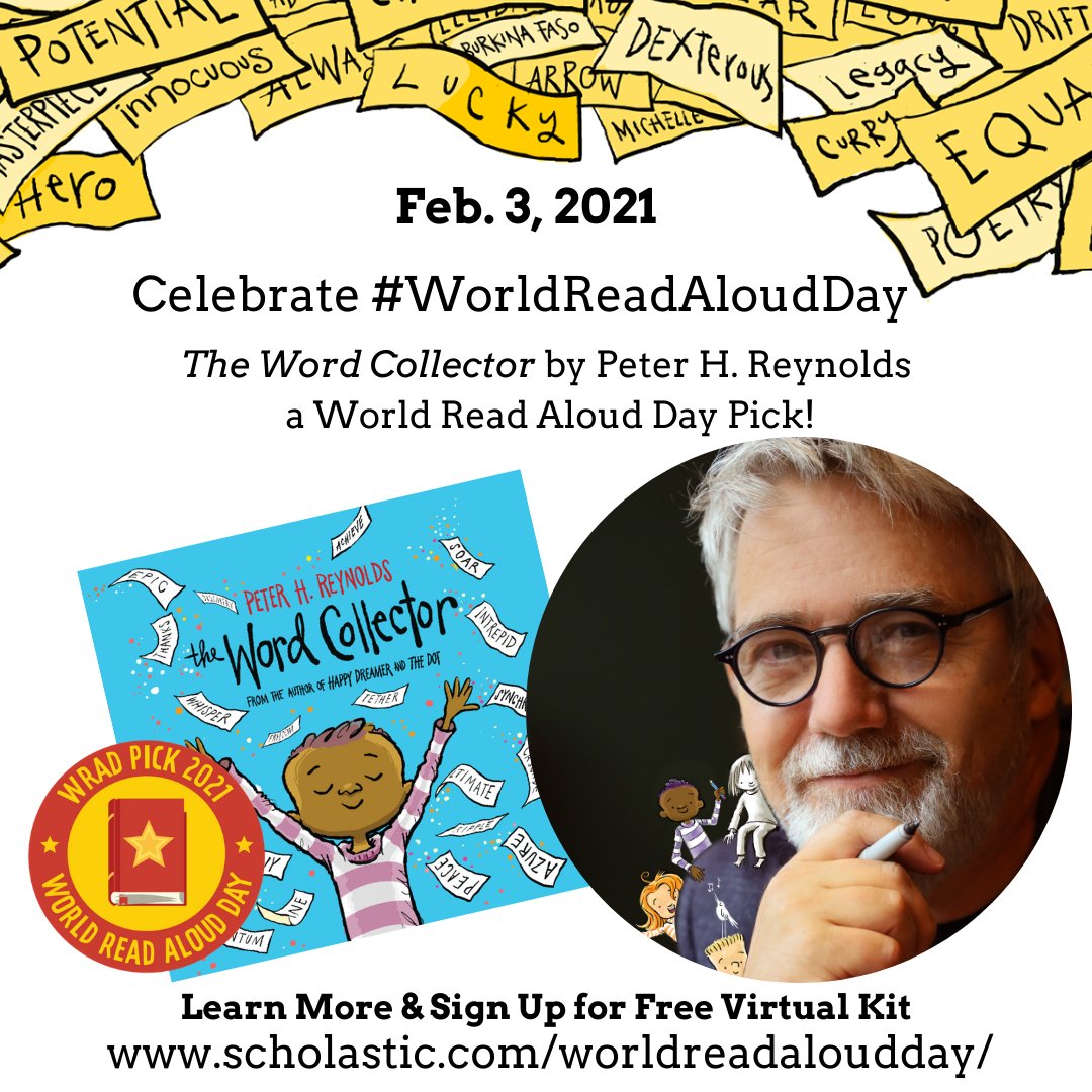FableLearn's tweet image. Are you a #WordCollector like Jerome? Reading can help grow your word list! We are excited that #TheWordCollector by @peterhreynolds  is a #WRAD pick. On Feb. 3, join @Scholastic  and @litworldsays  for the #WRADChallenge. Get Started with the Virtual Kit: bit.ly/2YlU0pS
