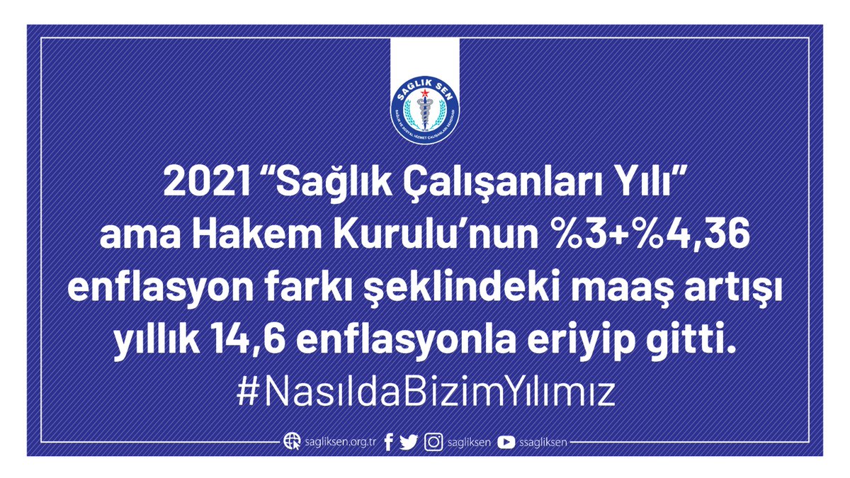 ssbsemihdurmus's tweet photo. 2021 "Sağlık Çalışanları Yılı" ama;
-Ücret adaletsizliği var
-Döner sermaye adaletsizliği var
-İstihdam yetersizliği var
-Maaşlarda erime var
#NasıldaBizimYılımız https://t.co/2rHV2kJBlT