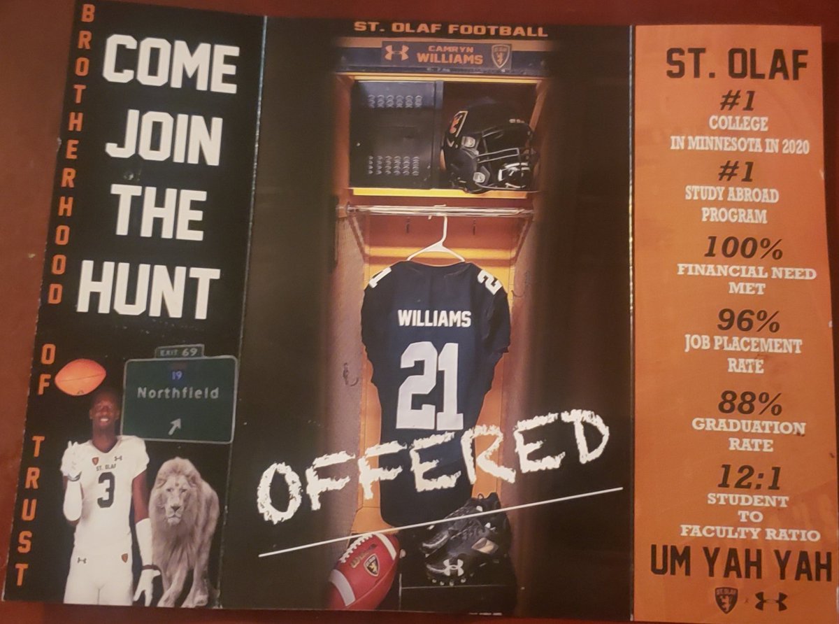 Cam_Williams_03's tweet photo. Blessed to receive an offer to St. Olaf college. Thank you coach ⁦@JamesKilian⁩ https://t.co/2l2vlFjJWU