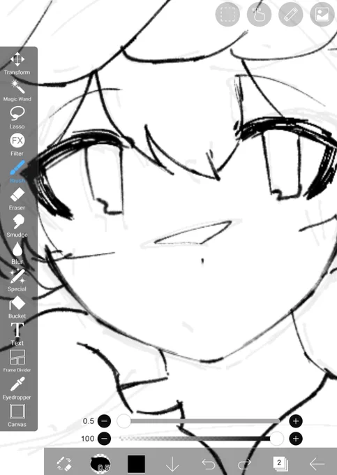 the eyes are both different styles  i switched styles in the middle of a drawing i cant do this anymore . 