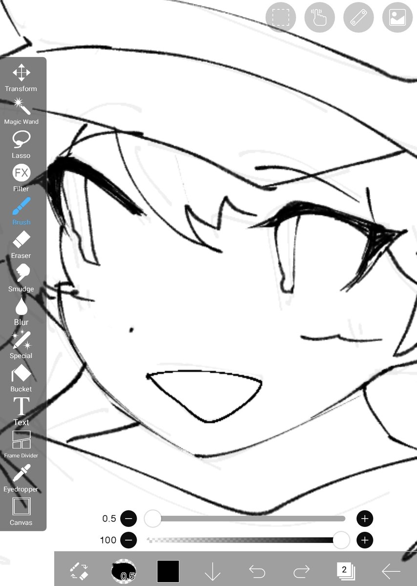the eyes are both different styles  i switched styles in the middle of a drawing i cant do this anymore . 