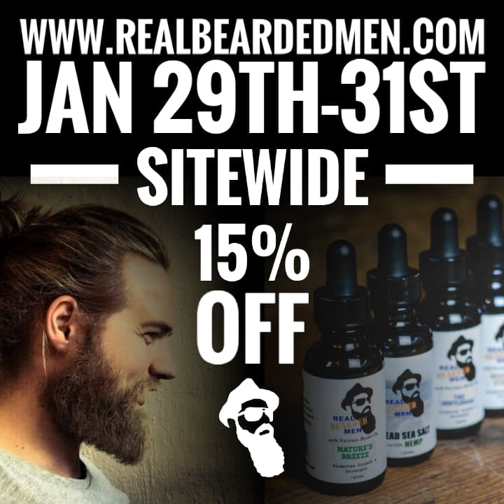 RealBeardedMen's tweet image. RBM brings to you the first sale of the year! 

Order online now, no code needed. 
realbeardedmen.com
.
#realbeardedmen #sale #healthybeard #beardoil #beardbalm #facialhair #barbershop #epicbeard #beardgang #pogonophile  #gingerbeard #redbeard  #mustachestyle #staybearded