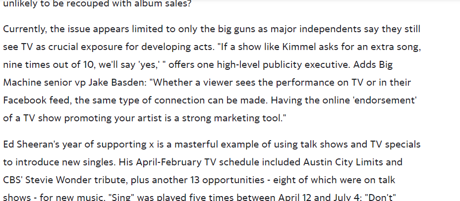 This article first appeared in the April 18 issue of Billboard.2015 https://www.billboard.com/articles/business/6531417/the-looming-war-between-the-major-labels-late-night-talk-shows
