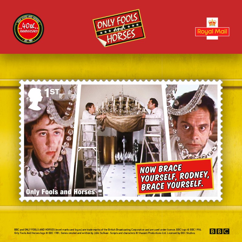 RoyalMailStamps's tweet photo. Celebrate 40 years of Only Fools and Horses with cushty stamps and souvenirs recalling iconic scenes and classic one-liners.