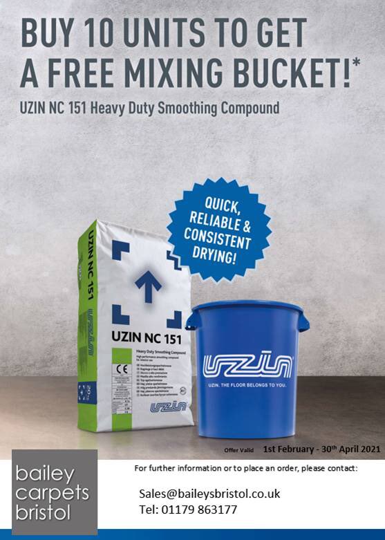 Fancy getting your hands on a #Freebie ?

Buy 10 units of @UzinLtd NC151 and get a #Free mixing bucket. 

For special promotional and pallet pricing please contact the <a href="/BaileyCarpets/">Bailey Carpets Bristol</a> sales office or speak to our sales representative 

#subfloor #screed floor #tradeonly #properjob