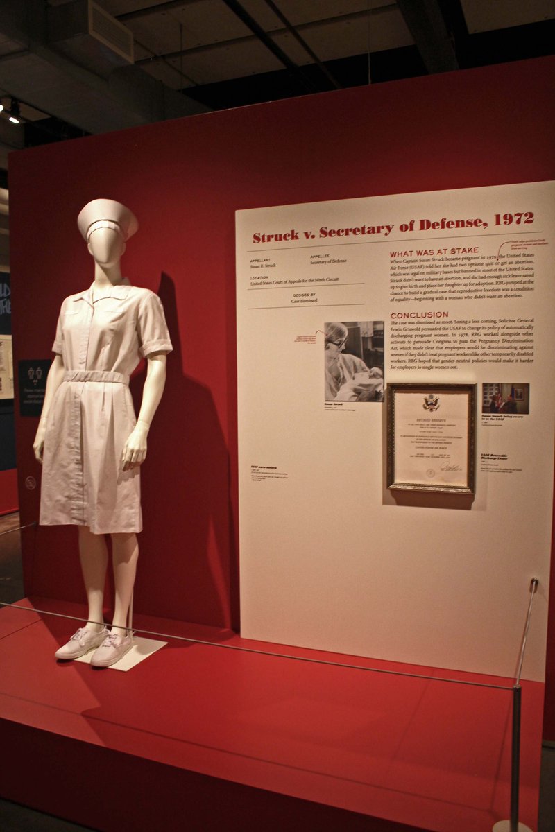 In 1970, Captain Susan Struck became pregnant and the US Air Force told her she had to quit or get an abortion. She wanted to use her sick leave to give birth and put the baby up for adoption.
RBG jumped at the chance to prove reproductive freedom was a condition of equality.