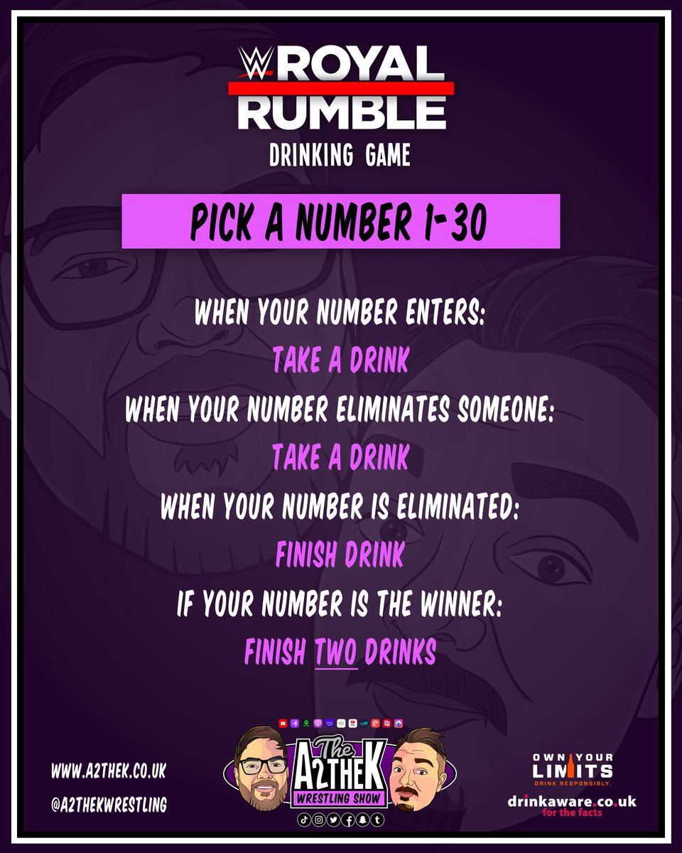 A2theKWrestling's tweet photo. Our Royal Rumble Drinking Game! Drink Responsibly! 🍻
.
#wwe #royalrumble #royalrumbledrinkinggame #drinkinggame #royalrumble2021 #wweroyalrumble #wwenews #wweraw #wwesmackdown #prowrestling #wrestling #wrestlemania #wwenetwork #wweppv #wwefan #wwenews #wweuk #wwenxt #a2thek https://t.co/mWxNTEr8K7