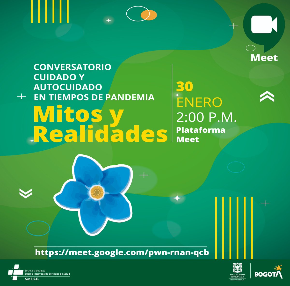 SubRedSur's tweet photo. 🎟️#EstasInvitado(a) a este conversatorio vía #GoogleMeet que realiza el equipo de Gestión Del Riesgo en Salud de la @SubRedSur, en donde abordaremos la importancia de la vacunación y de las prácticas de autocuidado en tiempos de pandemia. 
☝️¡Te esperamos! https://t.co/AyfrxB4Mnr