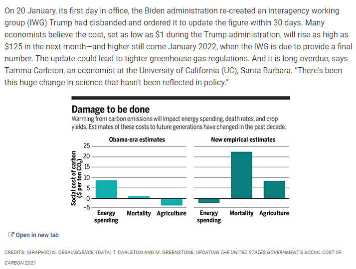 You'll soon be hearing lots about the "social cost of carbon" as Biden Administration updates estimates to inform regulatory policies (as described well here by  @voooos -->  https://www.sciencemag.org/news/2021/01/trump-downplayed-costs-carbon-pollution-s-about-change) This is really going to be a debate about (mis)using RCP8.5 for political gain