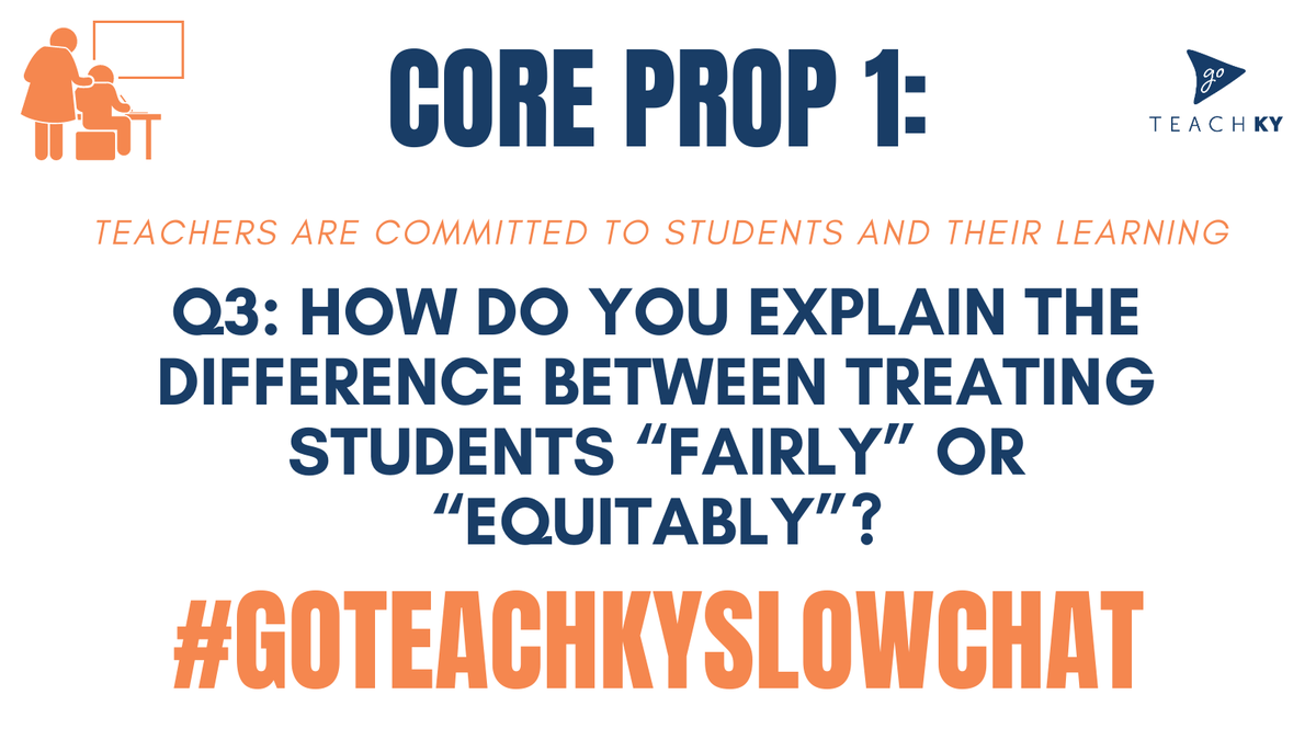 GoTeachKY's tweet photo. Q3: How do you explain the difference between treating students “fairly” or “equitably”? 
#GoTeachKYSlowChat #CoreProp1 https://t.co/r5b2TMVnek