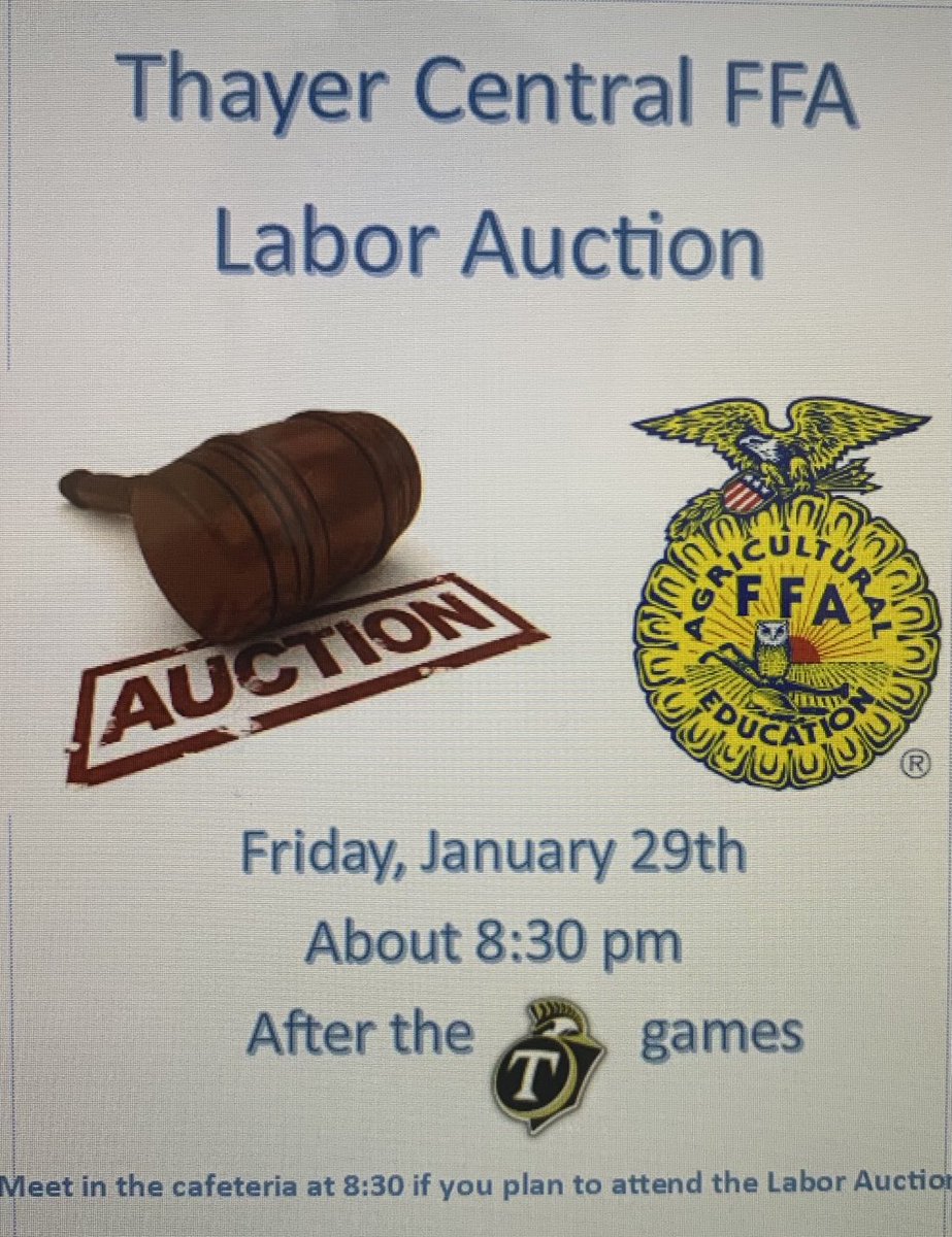 ThayerFFA's tweet photo. These guys want to remind you about the FFA Labor Auction tonight! Funds raised tonight will help to get them a more permanent home! (Although they like the greenhouse) 🐽 ⁦@ThayerCentral⁩ https://t.co/GdYkltRmIc
