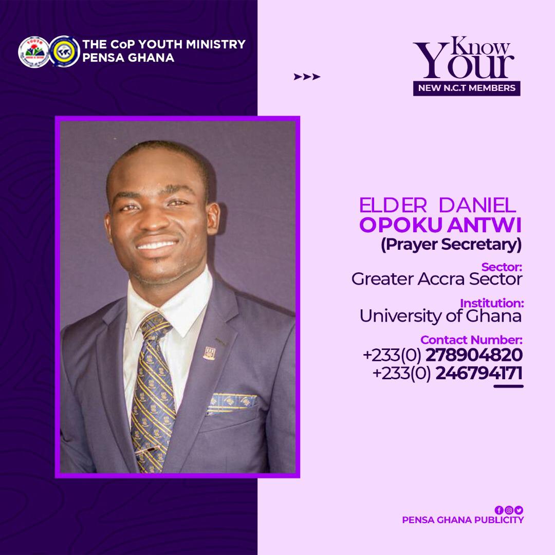 pensaghana1's tweet photo. Elder Daniel Opoku Antwi

 PENSA GHANA PRAYER SECRETARY🙇🏽‍♂️🙏🏽
A former President, PENSA UG-Legon.
A former Sector Head, PENSA Greater Accra Sector.
A former Sector Secretary, PENSA Greater Accra Sector.
A former PENSA GHANA Financial Secretary.
Currently a Post first Degree LLB-UG https://t.co/CeSjZ8fxc4