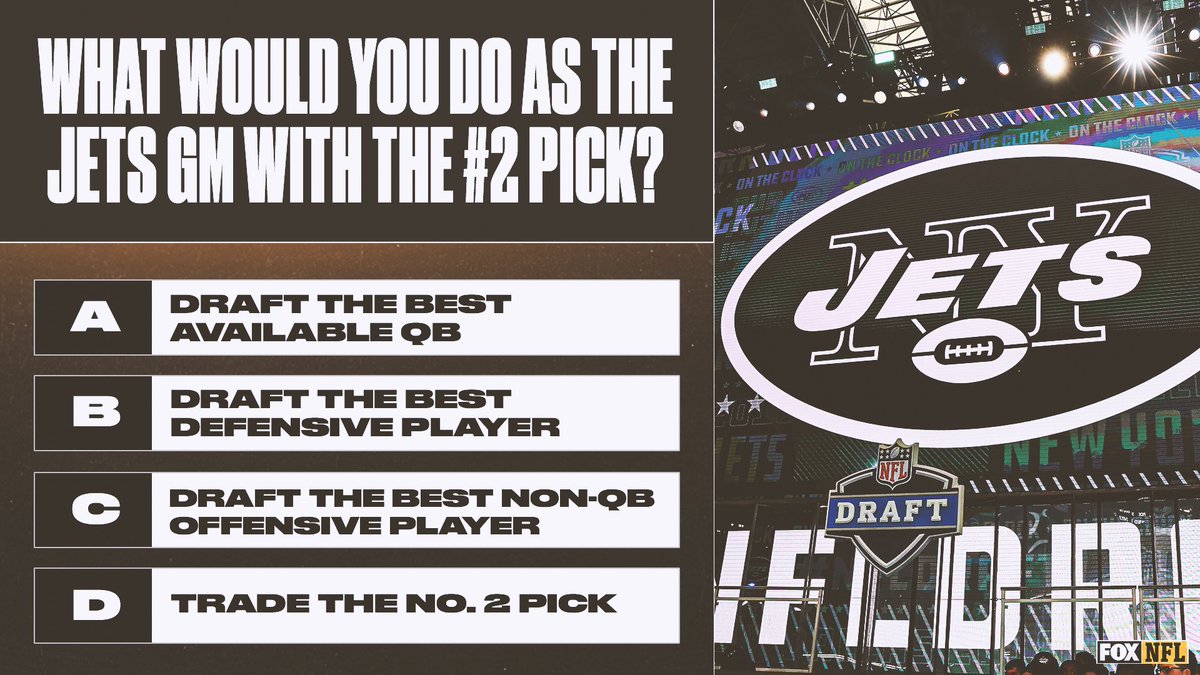M22Rebuild's tweet image. What would you do with the No. 2 overall draft pick if you were the Jets GM??
