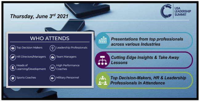 conqa_group's tweet photo. The 2021 USA Leadership Summit brings together top decision makers, HR, leadership &amp; learning development professionals worldwide. Not your average webinar! 1-1 networking, virtual lounges &amp; breakout rooms. ➡️SIGN UP NOW: https://t.co/Pp7tfSjDuU
#USLS21 #USAleadershipsummit https://t.co/JtUWYkURXn
