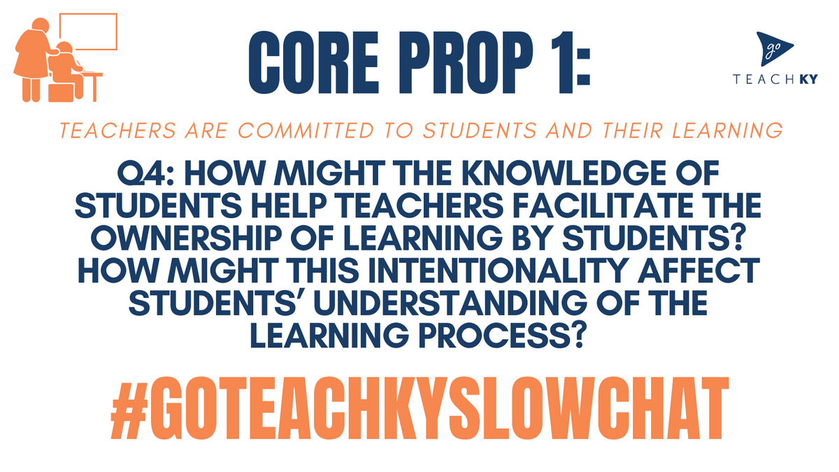 GoTeachKY's tweet photo. Q4: How might the knowledge of students help teachers facilitate the ownership of learning by students? How might this intentionality affect students’ understanding of the learning process?#GoTeachKYSlowChat #CoreProp1 https://t.co/n0vmKk9ZFa