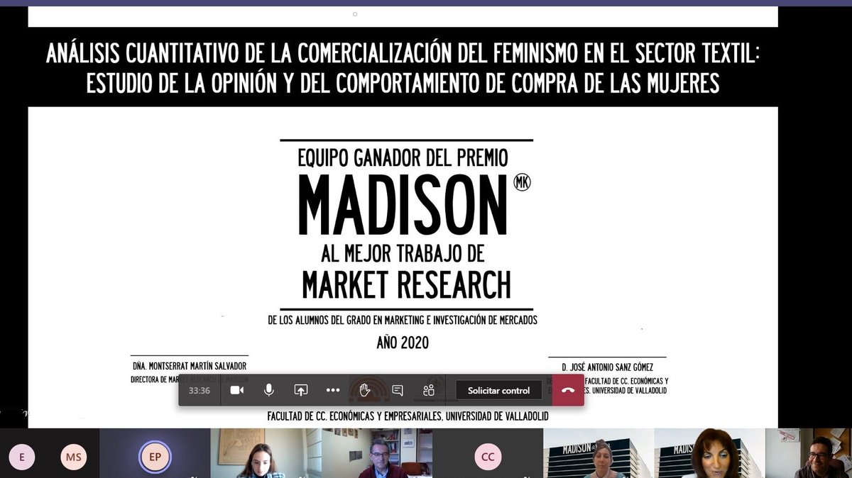 economicas_uva's tweet photo. Ya conocemos a las ganadoras de los #PremiosMADISONUVa 2020 @madison_mk @UVa_es
Se trata de Raquel Aires, Soraya Mayor, Mónica Santamaría y Elsa Tapia, del Grado en MIM de @economicas_uva, por su trabajo sobre la comercialización del feminismo en la moda. ¡Enhorabuena! https://t.co/4Qm34mNBS2