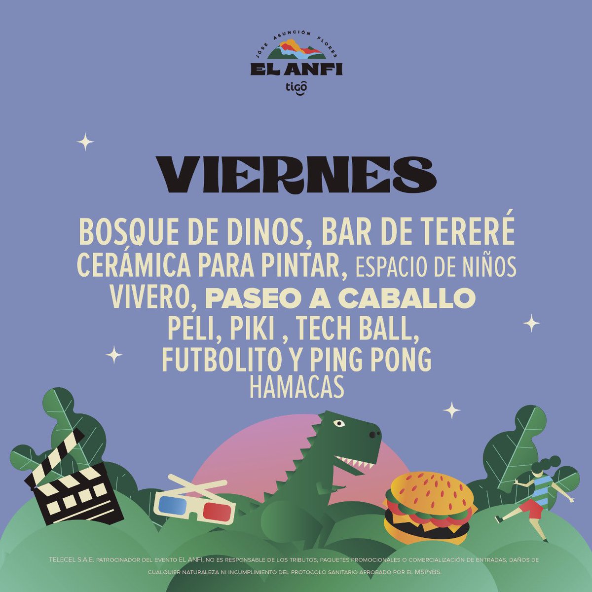 🐴⚽️🏓 ¡Les esperamos desde hoy, chicos y grandes! 🦖🎨🌿

🕕 Abrimos a las 18:00 hs.
¡Un rato antes del atardecer! 🌅 

💜 Que muchas actis tenemos para toda la flia 😍😍😍 

🎫 Hoy el acceso es gratuito ✨✨ 

😷 ¡No se olviden traer sus tapabocas!
