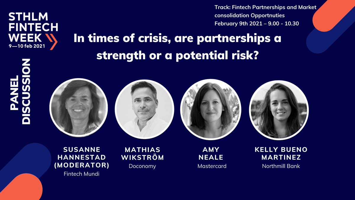 JOIN US at @SthlmFIntechW for the panel “In time of crisis, are partnerships a strength or a potential risk?” with <a href="/doconomy/">Doconomy</a>, <a href="/Mastercard/">Mastercard</a>, <a href="/Northmill_Int/">Northmill</a> and moderator from @fintechmundi. 

Get your tickets now - sthlmfintechweek.com
#SFW