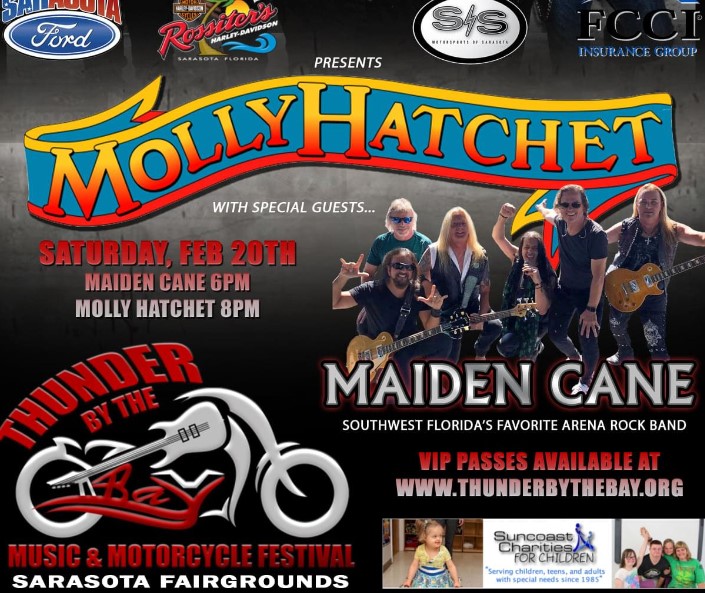 mollyhatchet's tweet photo. Molly Hatchet is back in town! Saturday, February 20, 2021 - Thunder By The Bay Music Festival - Sarasota, Florida - 8:00 PM! Sarasota Fairgrounds, 3000 Ringling Blvd, Sarasota, FL 34237 - Get Directions Call: 941-706-3685 https://t.co/d6EIfwYeIp
