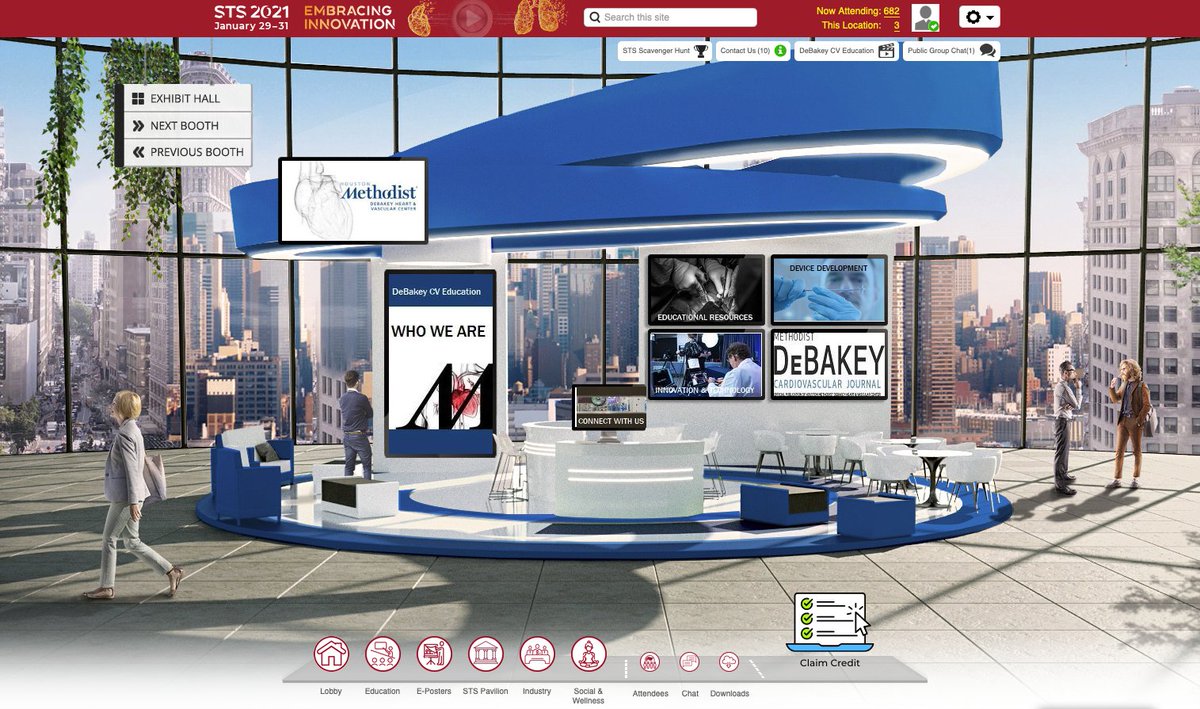AlanLumsdenMD's tweet photo. Impressive virtual exhibit hall at STS, including our booth.  @STS_CTsurgery @DeBakeyCVedu @ISEVSonline @BLearningvideos https://t.co/bu1tV0fXC4
