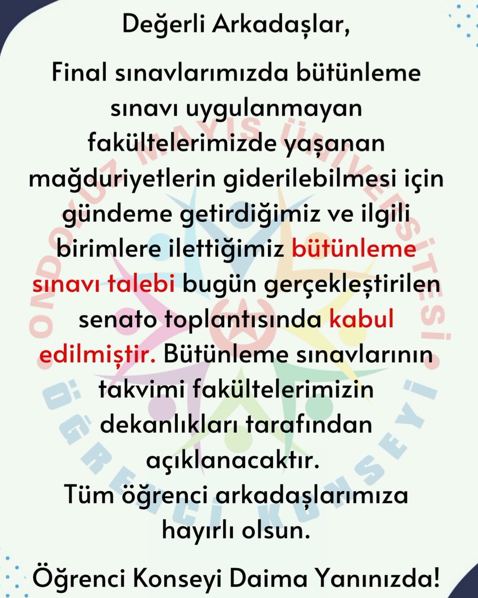 Bütünleme Uygulamayan Fakültelerimiz İçin Önemli Duyuru ↘️
