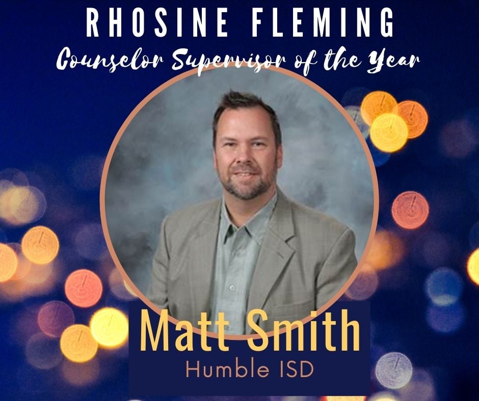 TxSCATweets's tweet photo. Matt Smith @msmithcounselor of @HumbleISD is this year's Counselor Supervisor of the Year! 
Join us soon at the Professional School Counselor Conference to learn more about our winners! https://t.co/O1PBkezSyy 
@TxCAtweets https://t.co/mSaVk5flXk