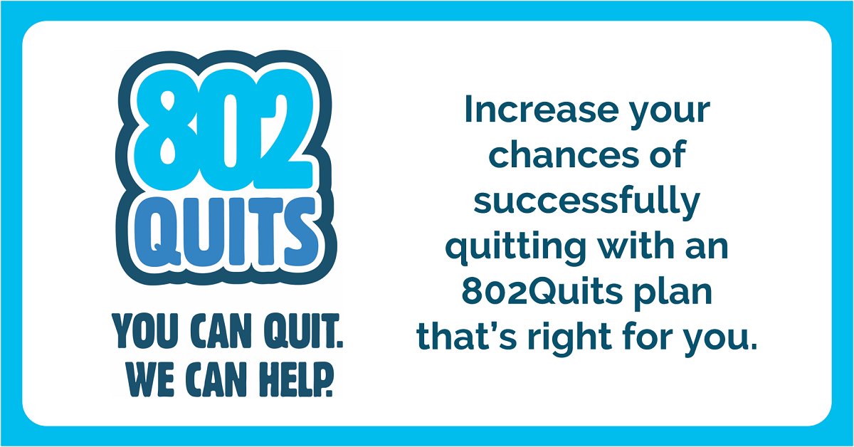 PreventionWorks's tweet photo. In honor of National Health Education Week, here's a lesson you may not know: When you sign up for free support from 802Quits, you increase your chances of successfully quitting tobacco. Learn what you can expect from each type of quit help at https://t.co/XHnHRoSOK7 https://t.co/ON6kr8Mc5J