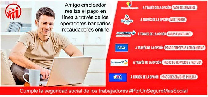 ivssoficial's tweet photo. #TomaDato | Las #OAIvss les recuerda a todos los empleadores realizar sus pagos del #IVSS, a través de la banca en línea y cumplir con la responsabilidad social de sus trabajadores. #AlianzaDeLosPueblos #SomosGarantíaDeSeguridadSocial @MagaGutierrezV @NicolasMaduro https://t.co/3aFR39Mow2