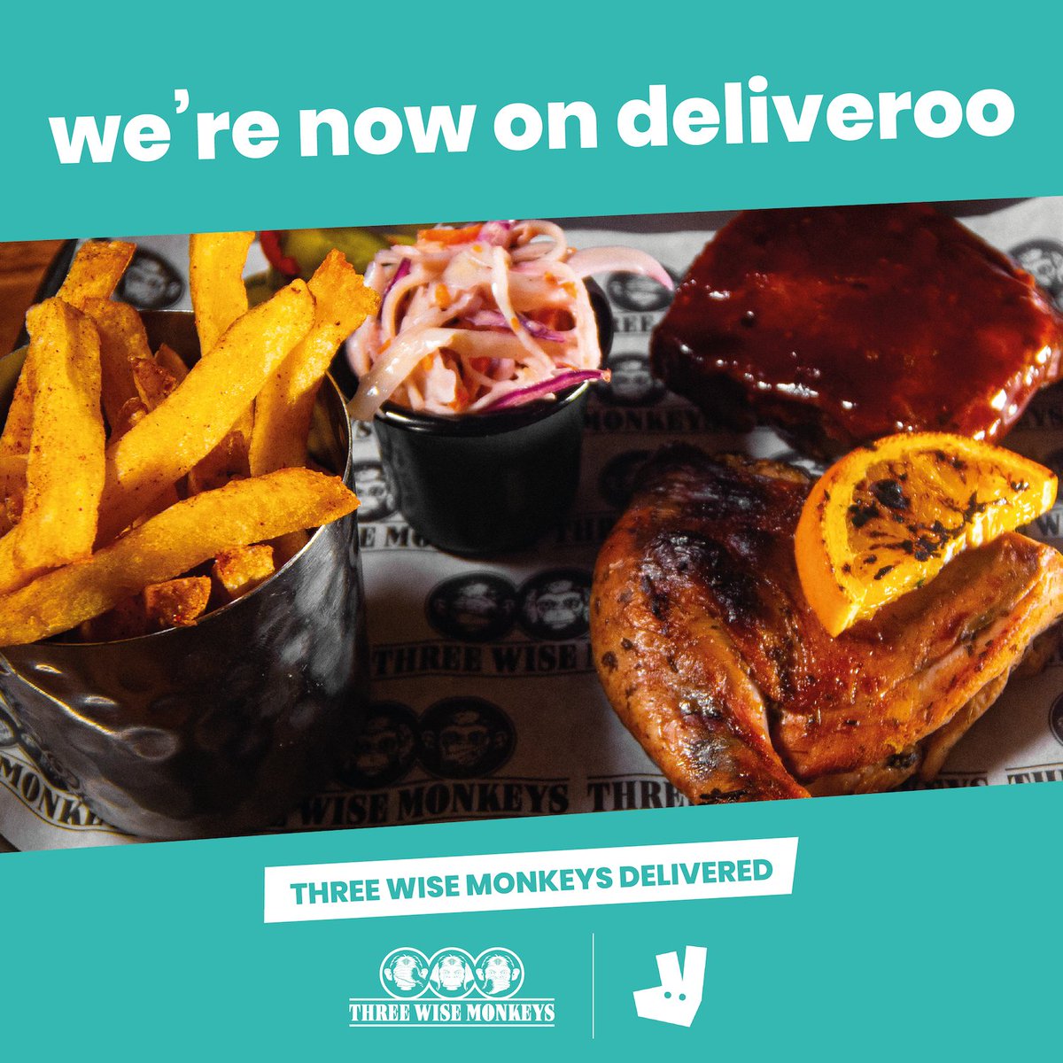 BBQ Smokehouse Food plus Draught and Craft Beers delivered to your door, Fridays 4pm-9pm and Saturday's 12pm-9pm.
Place your order now: threewisemonkeysipswich.com/deliveroo/ 
#deliveroo #delivery #fooddelivery #smokehouse #bbq #barbecue #ipswich