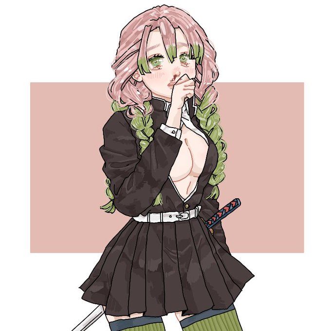 hagitaさんがTwitterに投稿した甘露寺蜜璃(鬼滅の刃)のイラスト。