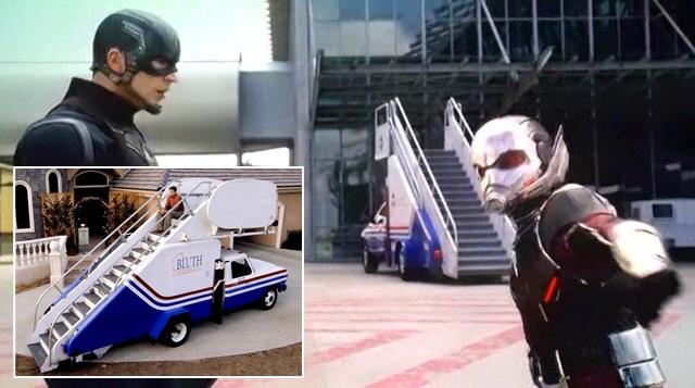 Another fun Marvel Easter Egg is Arrested Development veterans  @Russo_Brothers putting the Bluth Family stair car in the Berlin airport fight in Captain America: Civil War