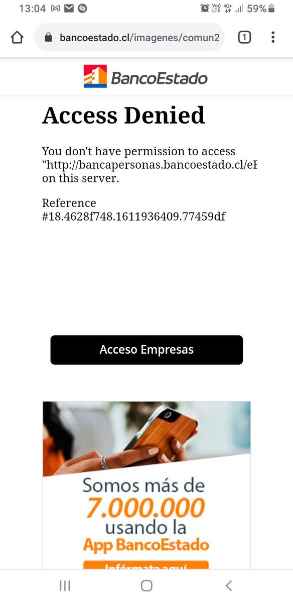 paredes1022's tweet photo. @BancoEstado  es un problema de plataforma?..... he tratado de ingresar en distintos equipos y desde navegadores diferentes...... https://t.co/iGNBNmFwnv