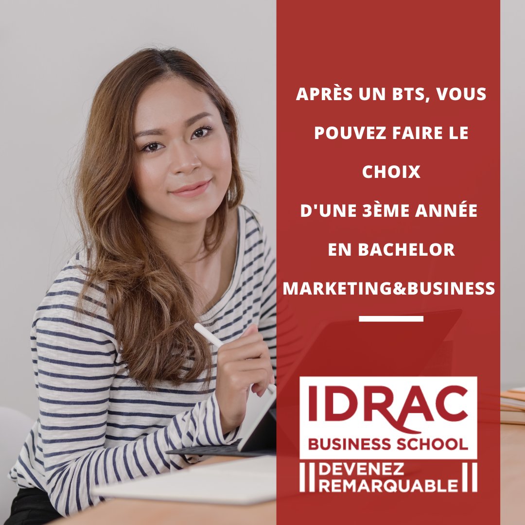 Projet Post #BTS 
C'est le moment de devenir remarquable <a href="/IDRAC_BS/">IDRAC Business School</a> 
Bachelor Visé <a href="/sup_recherche/">Ministère Enseignement supérieur/Recherche/Espace</a> 
Parcours 
🚀#apprentissage #alternance 
✈à l'étranger #international
✨en initial en choisissant votre track
#MarketingDigital 
#Sport #business 
#interntional business development