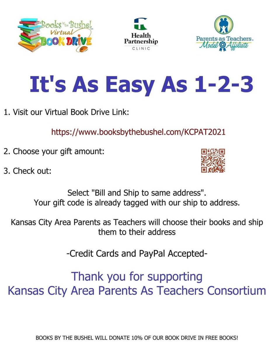 MandaDemands's tweet photo. Donate books to give back to KC Parents as Teachers! PAT was a lifesaver for my family. You are your child's 1st teacher! Will you join me in support? (Also thank you @SenatorPettey for your unwavering support of PAT!) #ksleg #kpata 
https://t.co/9i0XaVdzb5 https://t.co/l0uAi2AwTQ
