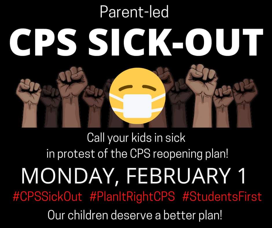 _KellyGarcia__'s tweet image. I'm hearing that some parents are leading a sick-out on Monday in protest of the CPS reopening plan, one of many responses from parents looking to stand in solidarity with teachers.