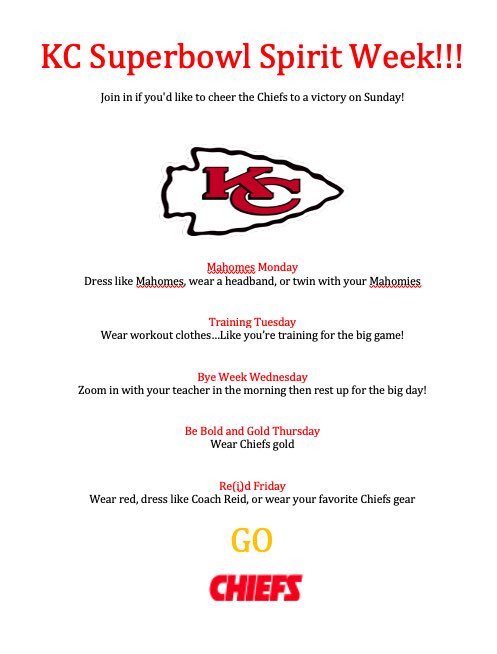 Next week is KC Super Bowl spirit week at the Hive! #bentonbold
