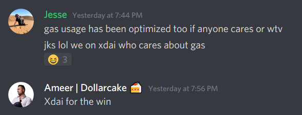 🎂 <a href="/dollar_cake/">Dollarcake ($Dcake)</a> released new version of their Dollarcake browser extension! 
Check it out here: dollarcake.com/beta

And while most struggle with the gas fees, DC devs are enjoying the almost non-existent gas fees on <a href="/xdaichain/">xDai Chain</a>