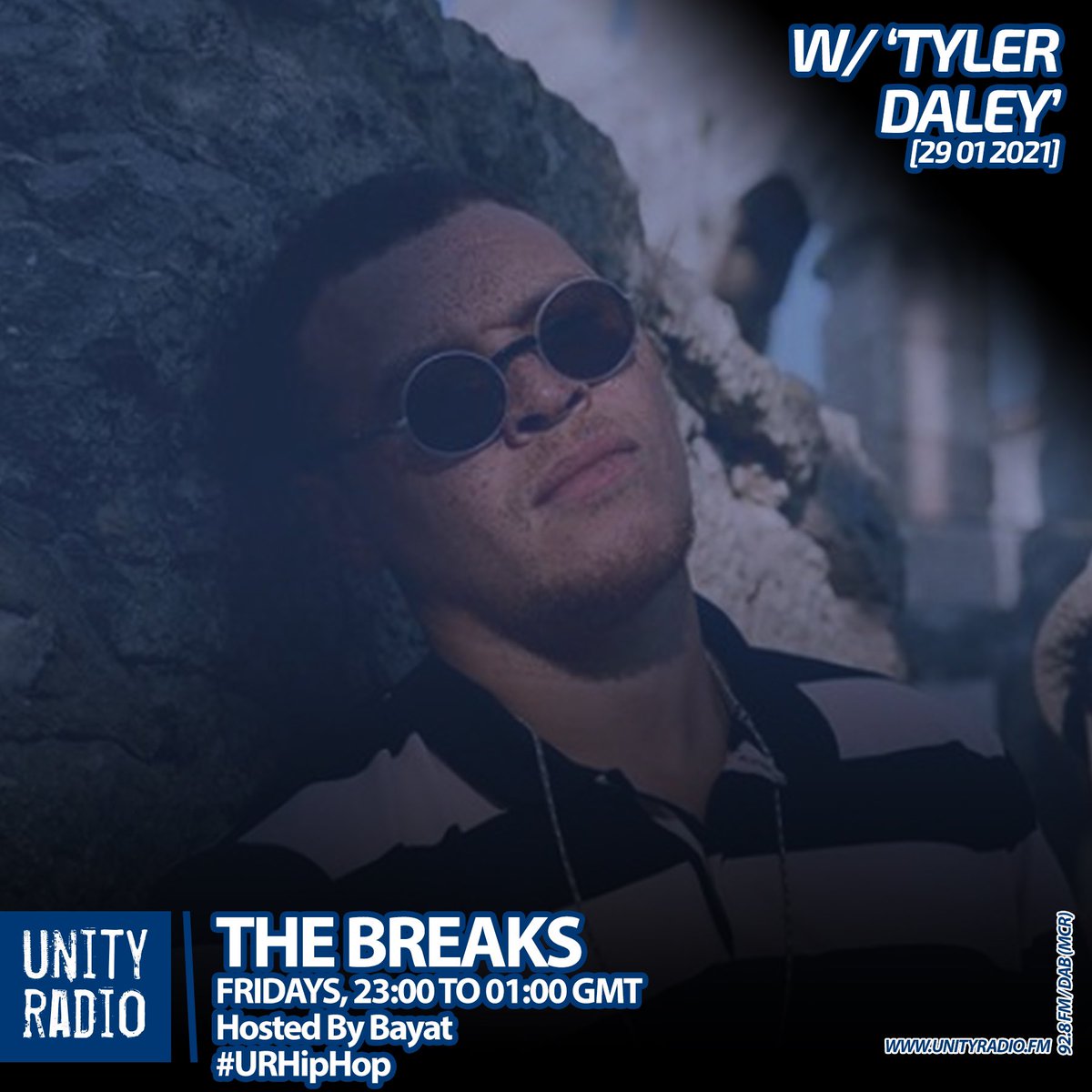Tonight at 11PM #TheBreaks hosted by @JamesBayat are joined by @TylerDaleyUK to talk new music, new coz album and more. #UnityRadio #URHipHop