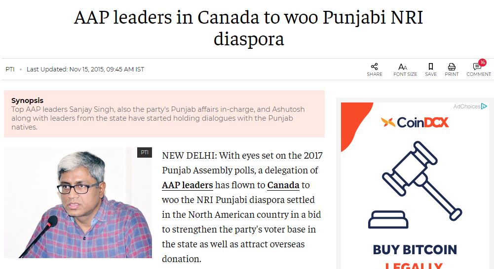 How Kejariwal and AAP involved with Pro Khalistan and how they do financial fraud!ThreadIn November 2015, AAP’s Sanjay Singh and Ashutosh went to Canada and USA along with few other leaders for donation drive.