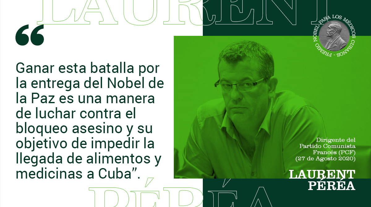 PensarAmericas's tweet photo. El dirigente del Partido Comunista Francés (PCF) Laurent Péréa respaldó el creciente reclamo a favor de otorgar el Premio Nobel de la Paz 2021 a la #BrigadaHenryReeve que enfrentan la Covid-19 por el mundo.

#NobelParaLosMedicosCubanos https://t.co/T3pwzeiSjD