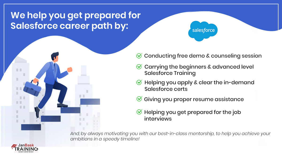 janbasktraining's tweet image. Want to know how we can help you prepare end-to-end for Salesforce careers?

#Salesforcecareers #Salesforcecareerpath #Salesforcetraining #JanBaskTraining